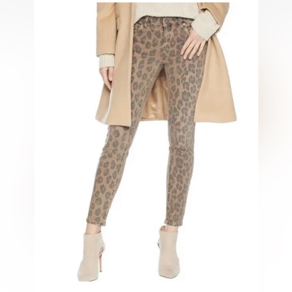 Blank NYC Pants - Blank NYC The Reade Crop 25” Brown Faded Animal Print Denim Pants Women 29